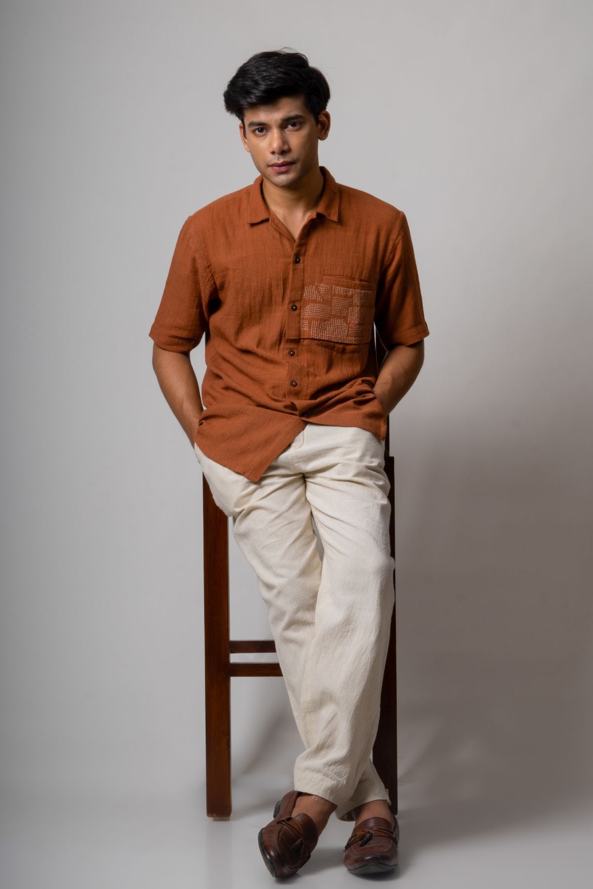 Buy Designer Spread Collar Flap Shirt By Lafaani